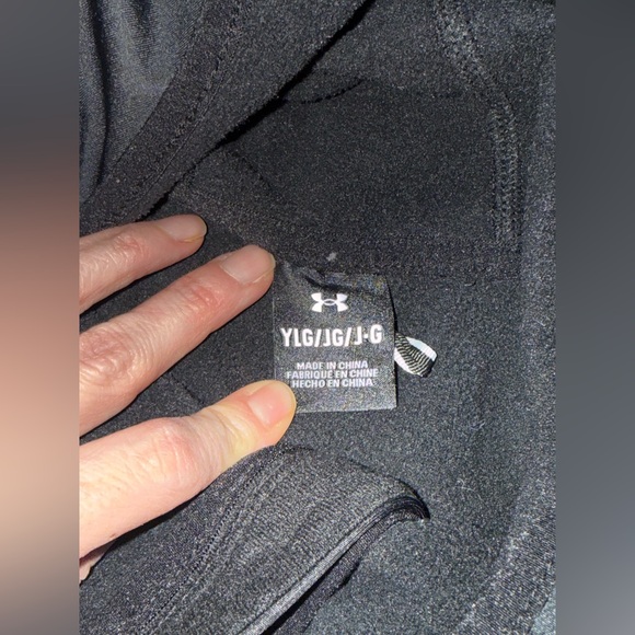 Under Armour Youth Large YL Full Zip Hoodie Jacket Black Fleece Lined Athletic - Picture 4 of 8